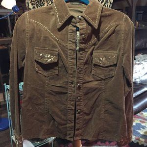 Brown corduroy western style shirt